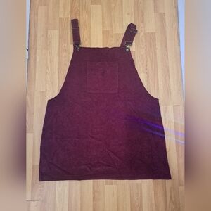 Burgundy overall dress, 3XL, velvety texture
